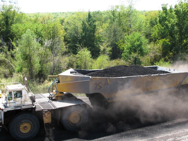 Coal being hauled of Big Brown Mine in Freestone, Colorado